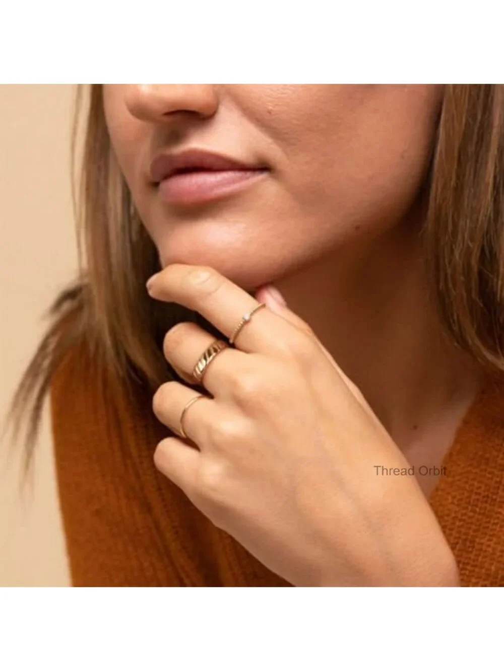 4mm Twisted Stacking Bands Ring 14K Gold Plated Women Stackable
